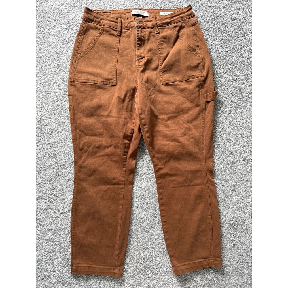 Judy Blue Womens 16W Slim Fit Carpenter Pants Rust Brown Utility JB88462 C